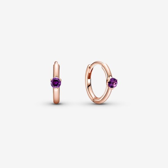 Purple Solitaire Huggie Hoop Cercei Pandora România